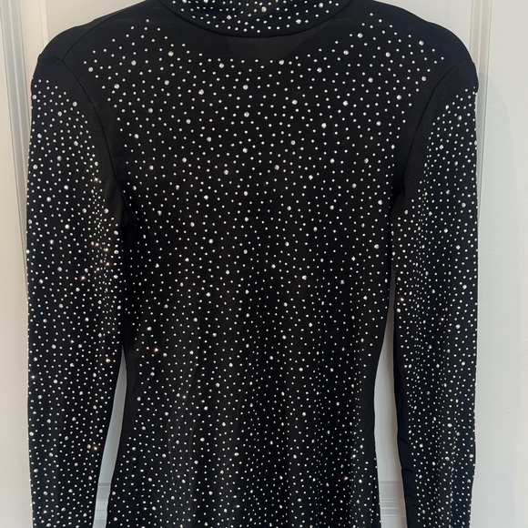 Black Dress with Rhinestones and Feather Trim - Picture 4 of 5